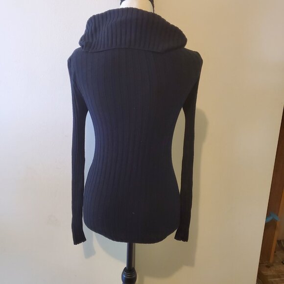 INC International Concepts cowl neck black ribbed sweater sz XS` - Picture 2 of 5